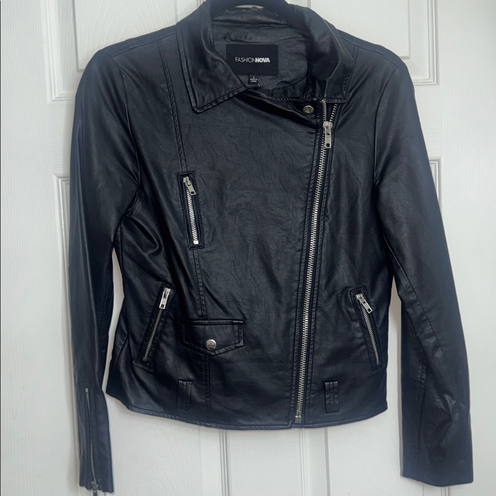 Fashion Nova Sleek Black Leather Jacket
